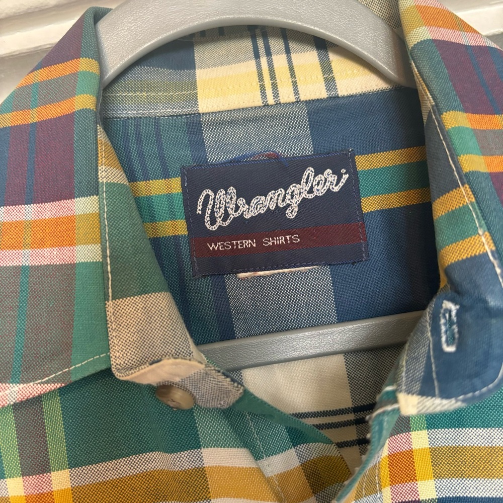 Men’s Vintage Wrangler XL Plaid Button Down Shirt